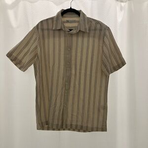 Zara Men's Beige Striped Button Down Shirt